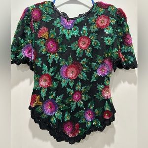 Vintage Laurence Kazar Sequin Beaded Top
